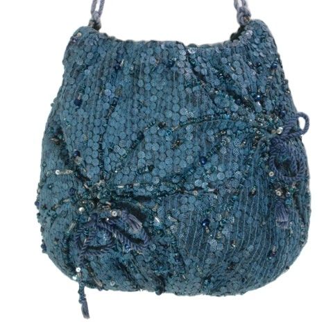 ジャマンピュエッシュ JAMIN PUECH ビーズバッグ ハンドバッグ 鞄 青