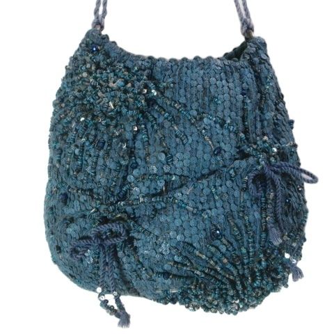 ジャマンピュエッシュ JAMIN PUECH ビーズバッグ ハンドバッグ 鞄 青