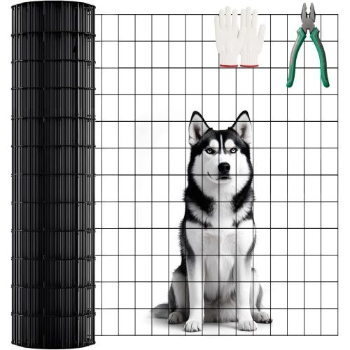 1.2m×30mの黒色ビニールコーティング金属網、16号・5/7cmの黒色PVC金属網、黒色溶接金属網の支持架、家禽用ケージの保護柵 【ブラック】