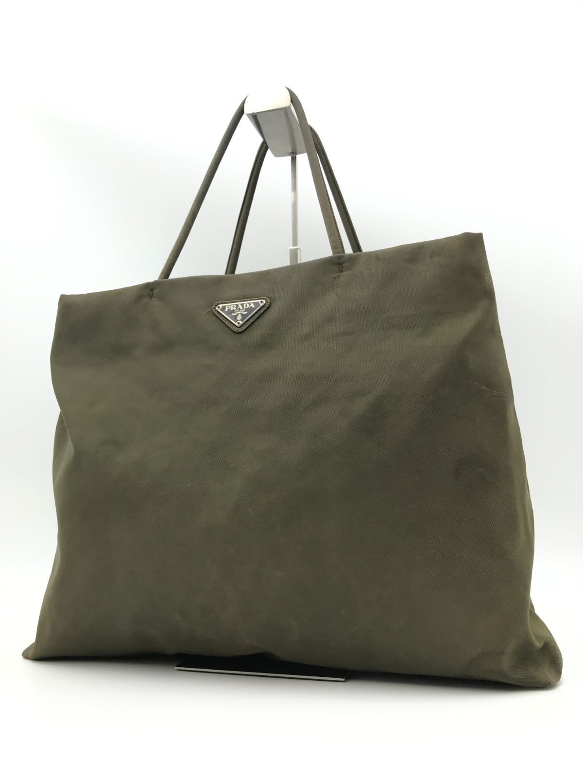 PRADA　プラダ　トートバッグ　ハンドバッグ　三角ロゴ　テスートナイロン　カーキ系　2416