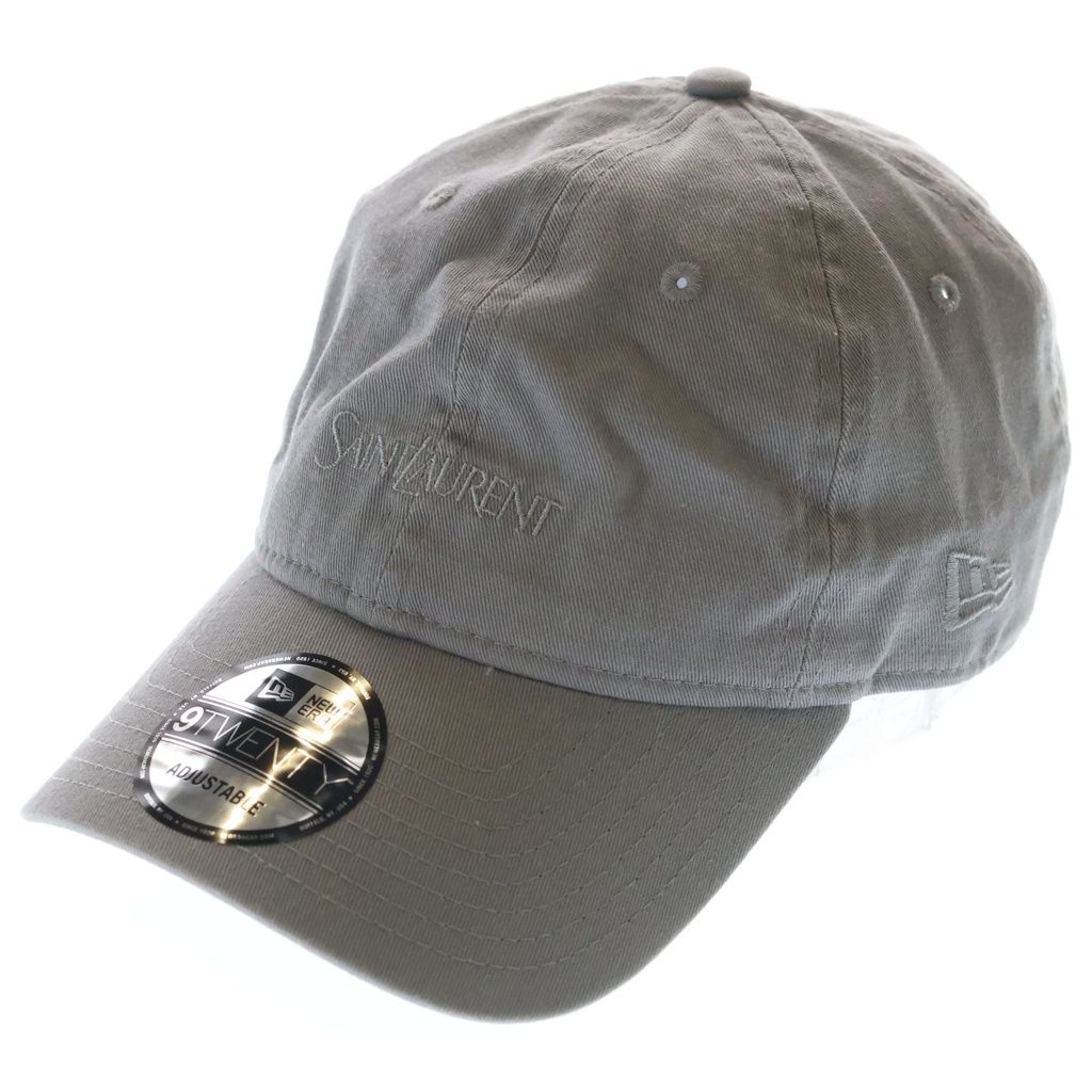 SAINT LAURENT PARIS (サンローランパリ) ×NEW ERA ニューエラ ロゴ ベースボールキャップ 帽子 コットン グレー 801524YCL36