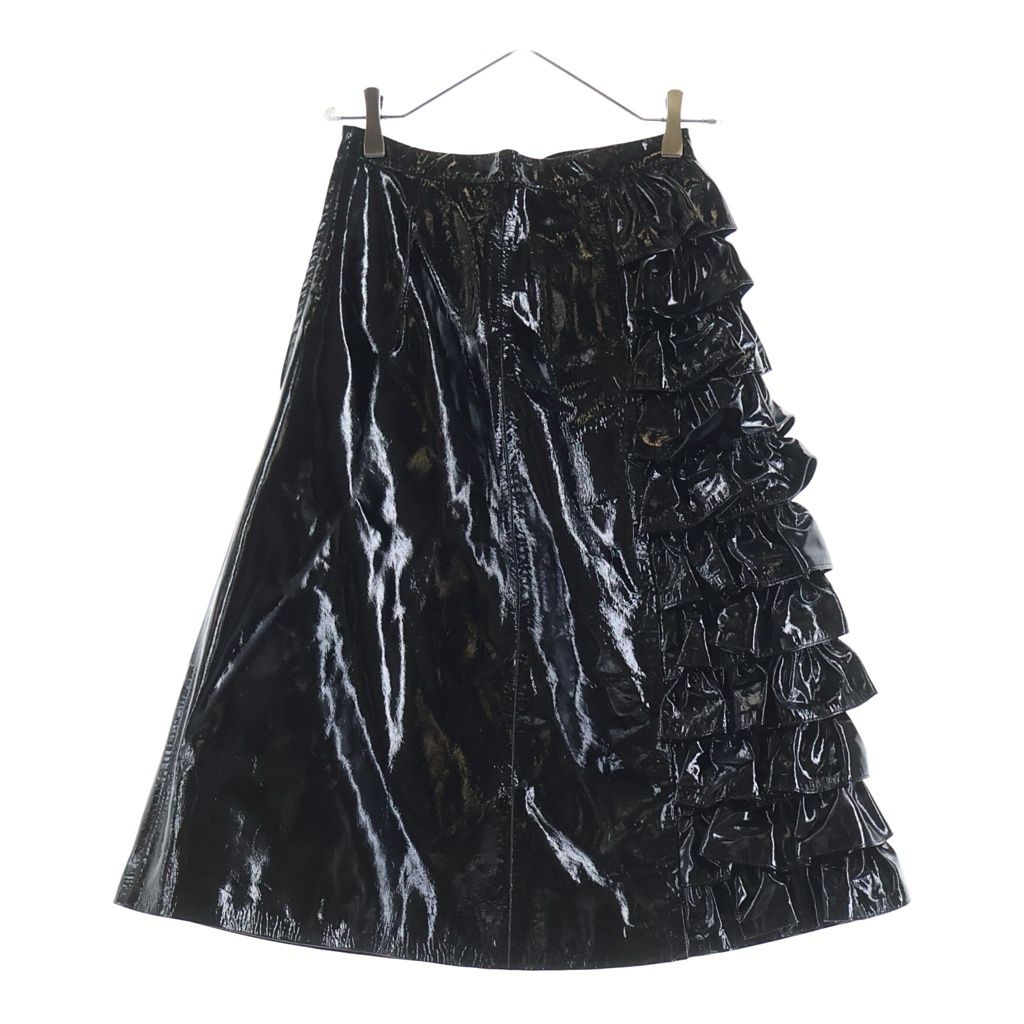 CHRISTOPHER KANE (クリストファーケイン) LEATHER RUFFLE SKIRT PATENT 520322 パテントレザー フリルスカート レディース ブラック