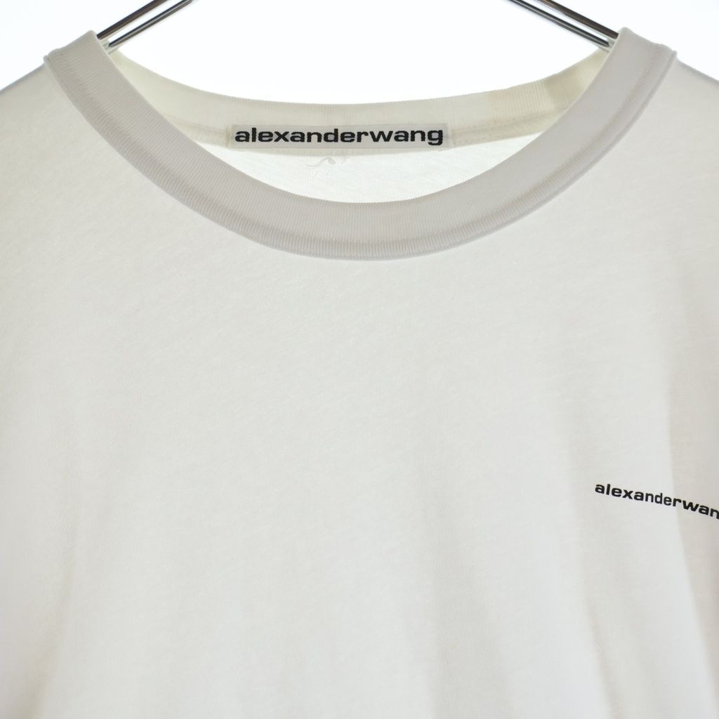 alexander wang ホワイト長袖シャツ M ALEXANDER WANG (アレキサンダーワン) フロントロゴプリント ロング