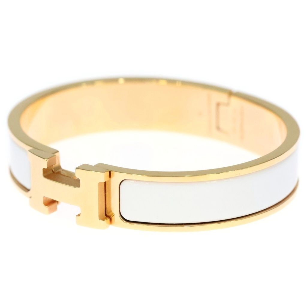 HERMES (エルメス) クリッククラック バングル ブレスレット ホワイト×ゴールド 42,900円