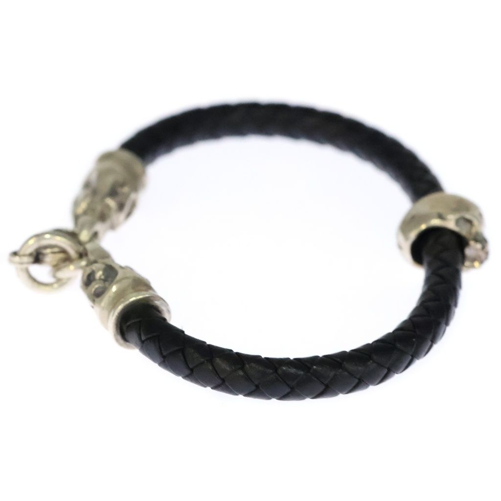 CRAZY PIG (クレイジーピッグ) SINGLE SKULL BRAIDED LEATHER BRACELET
