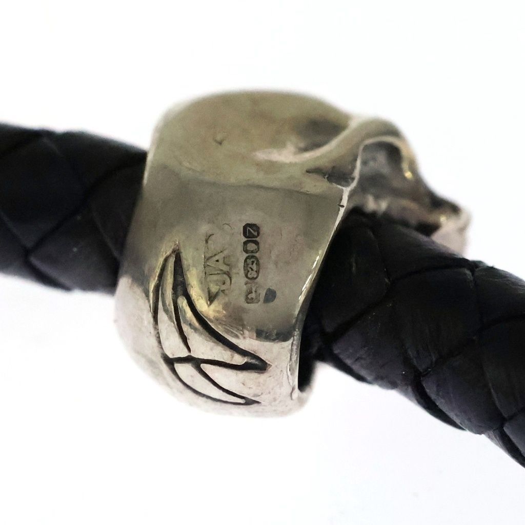 CRAZY PIG (クレイジーピッグ) SINGLE SKULL BRAIDED LEATHER BRACELET