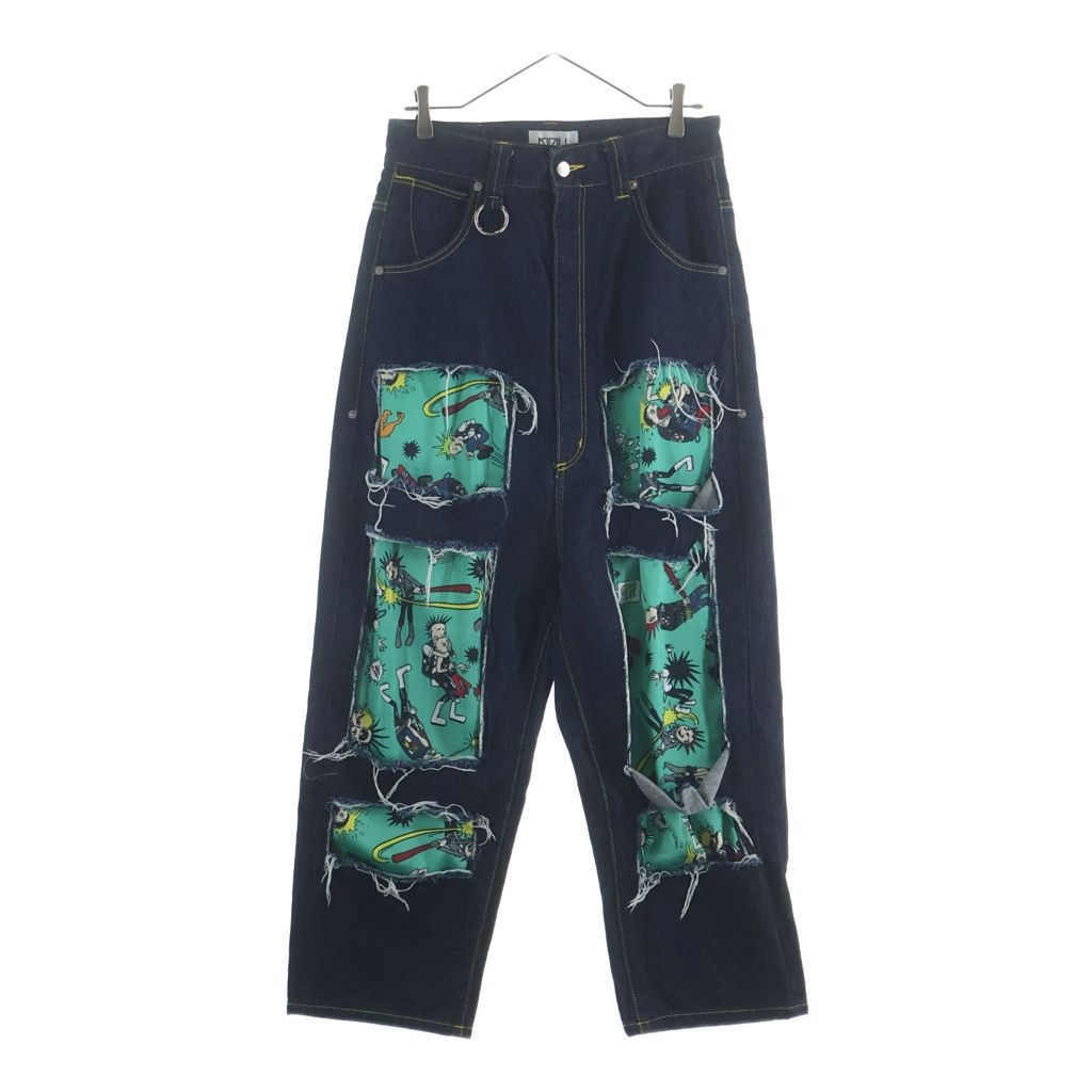 Kidill パンツ kidill 店舗 KIDILL キディル CHAOS BONDAGE PANTS ボンテージパンツ 46 ポリエステル BLK 汚れ有 古着の販売・通販なら