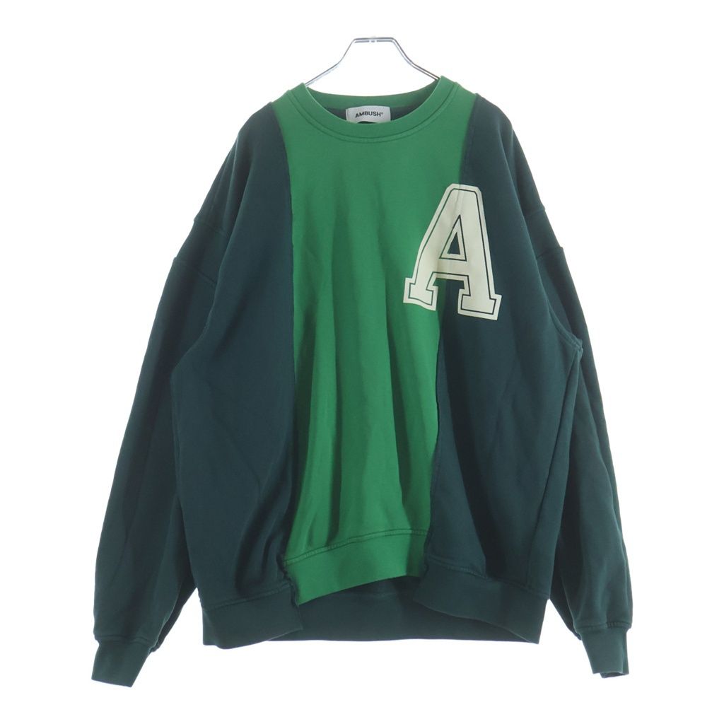 AMBUSH (アンブッシュ) Varsity Crewneck Sweatshirt パッチワーク BMBA026F22FLE001 クルーネックスウェット グリーン 10,075円