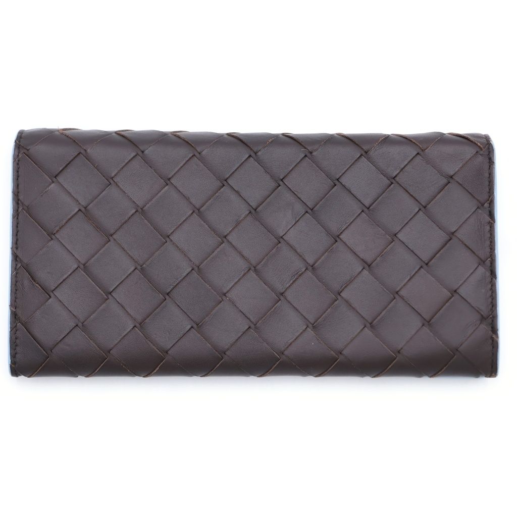 BOTTEGA VENETA ボッテガヴェネタ イントレチャート ロングウォレット 長財布 カードケース ブラウン×ライトブルー レザー BOTTEGA VENETA (ボッテガヴェネタ) イントレチャート ロング