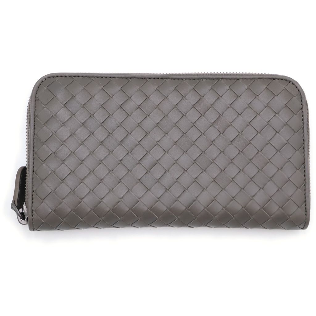 BOTTEGA VENETA (ボッテガヴェネタ) イントレチャート 長財布 ロングウォレット カードケース グレージュ レザー