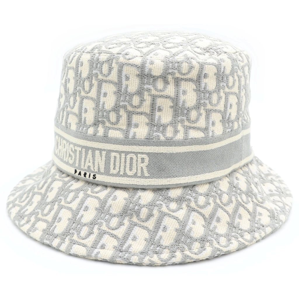 Christian Dior (クリスチャンディオール) オブリーク 総柄 バケットハット 帽子 グレー 11DOB923I132