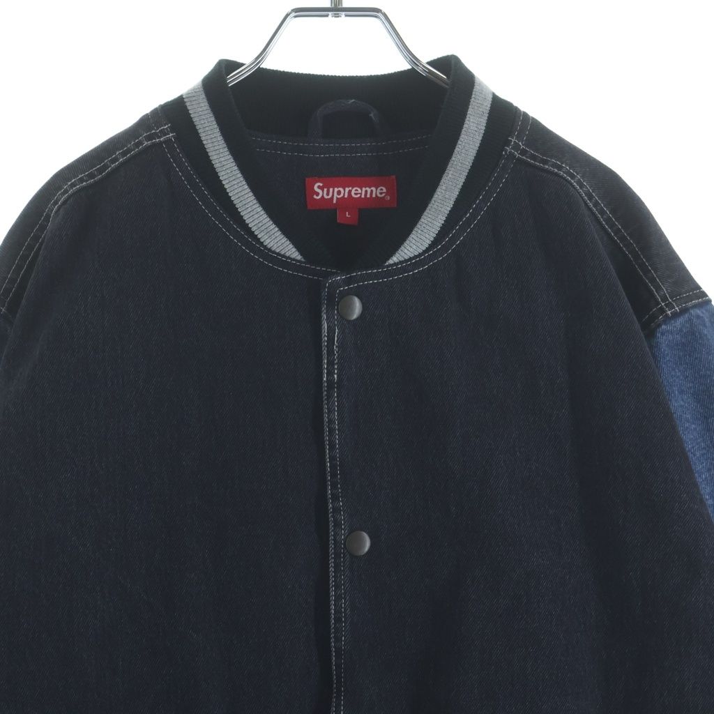SUPREME (シュプリーム) 18SS Denim Varsity Jacket Black デニム バー