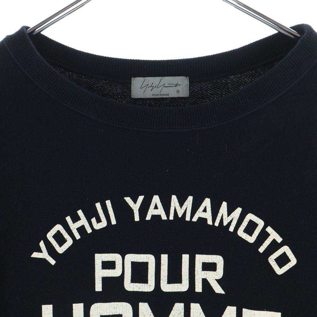 Yohji Yamamoto POUR HOMME ヨウジヤマモト プールオム 25AW PIGMENT PRINT ARCH LOGO SWEAT フロントロゴクルーネックスウェット トレーナー ブラック Yohji Yamamoto POUR HOMME (ヨウジヤマモト プールオム) 25AW PIGMENT