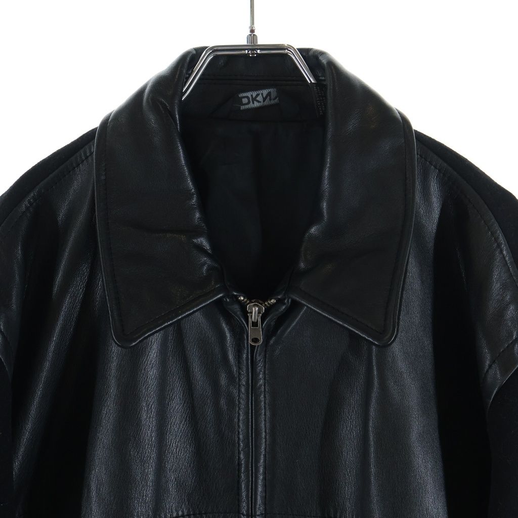 DKNY (ダナキャラン) 90s-00s レザー切替 ウール スイングトップ