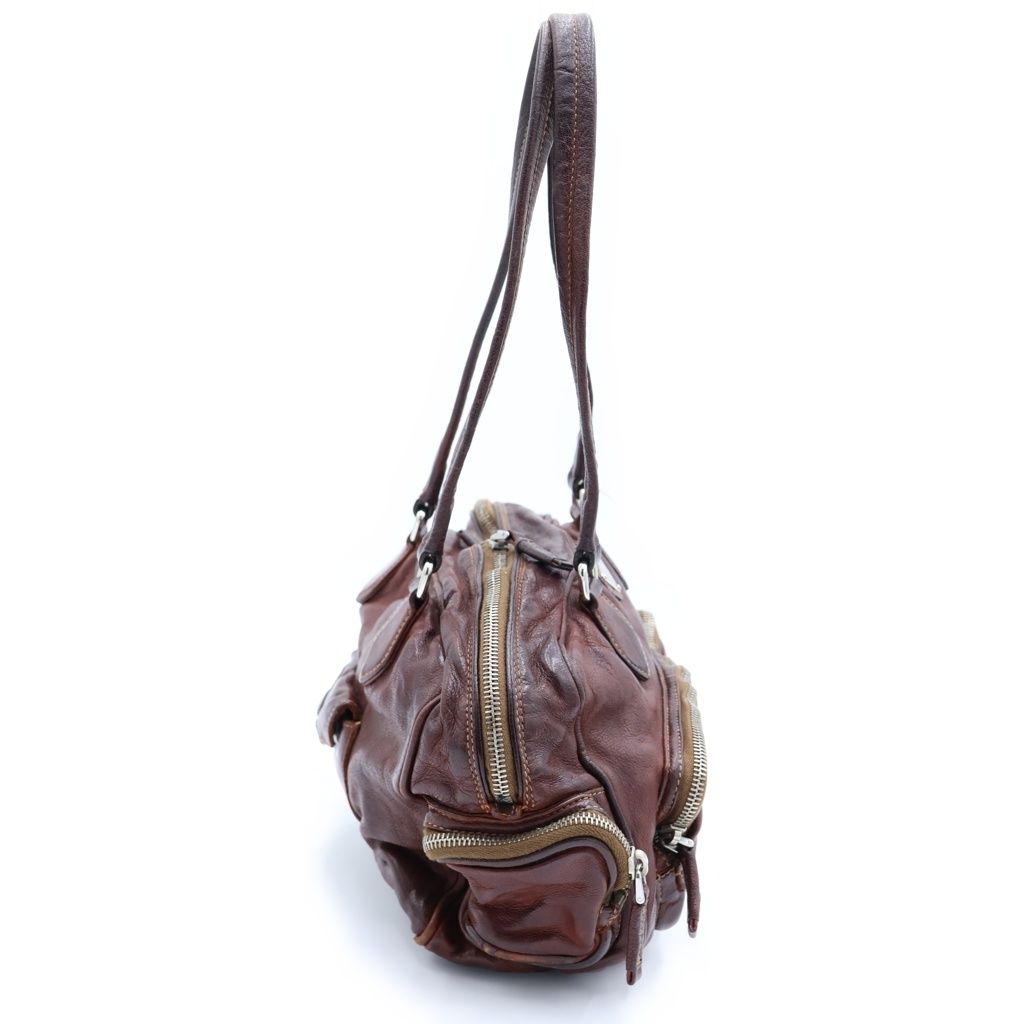 PRADA (プラダ) ウォッシュドレザーボストンバッグ ハンドバッグ