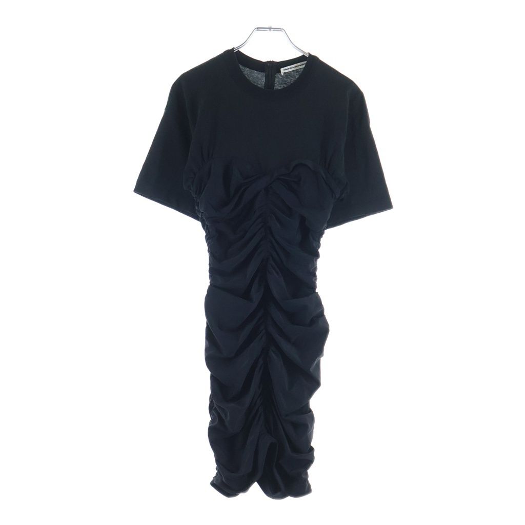 ALEXANDER WANG (アレキサンダーワン) ギャザーワンピース 半袖トップス ブラック レディース