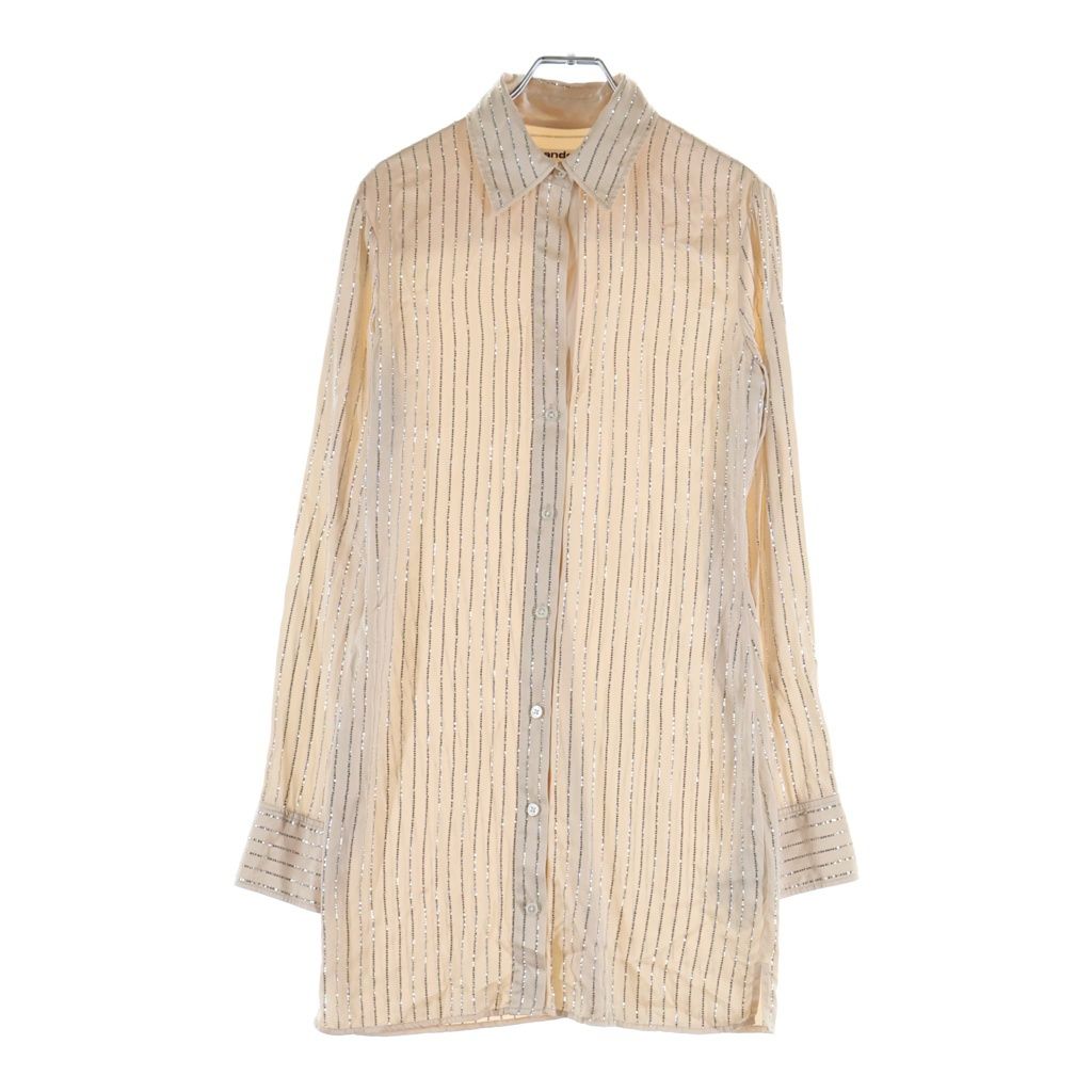 ALEXANDER WANG (アレキサンダーワン) crystal hotfix slim shirt dress ラインストーン装飾 ストライプ長袖シャツ ピンク レディース 1WC2226461
