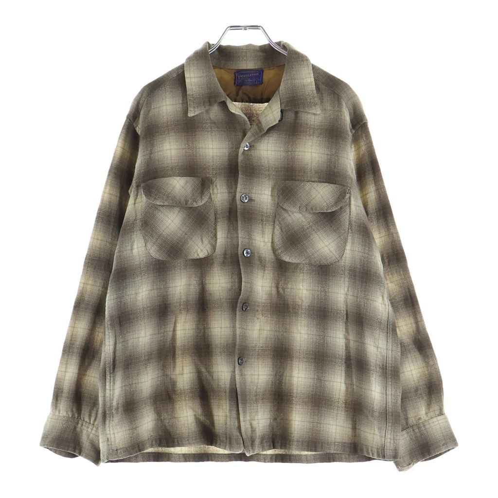 PENDLETON (ペンドルトン) 50S VINTAGE ヴィンテージ USA製 チェック ウールフランネル 長袖シャツ ブラウン/ベージュ