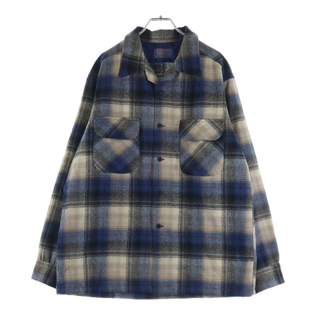 PENDLETON (ペンドルトン) 70S VINTAGE ヴィンテージ USA製 チェック ウールフランネル 長袖シャツ グレー/ブルー