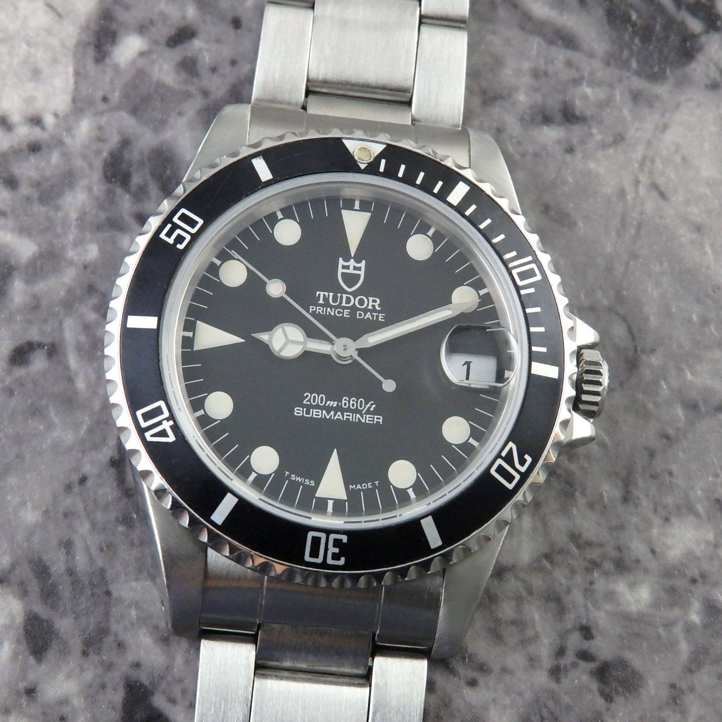 チューダー・TUDOR サブマリーナ 75190 プリンスデイト フチなしインデックス トリチウム チュードル 三連ブレス ギャラ付き 自動巻 ヴィンテージ アンティーク時計 SUBMARINER ミッドサブ 1997年 462,160円
