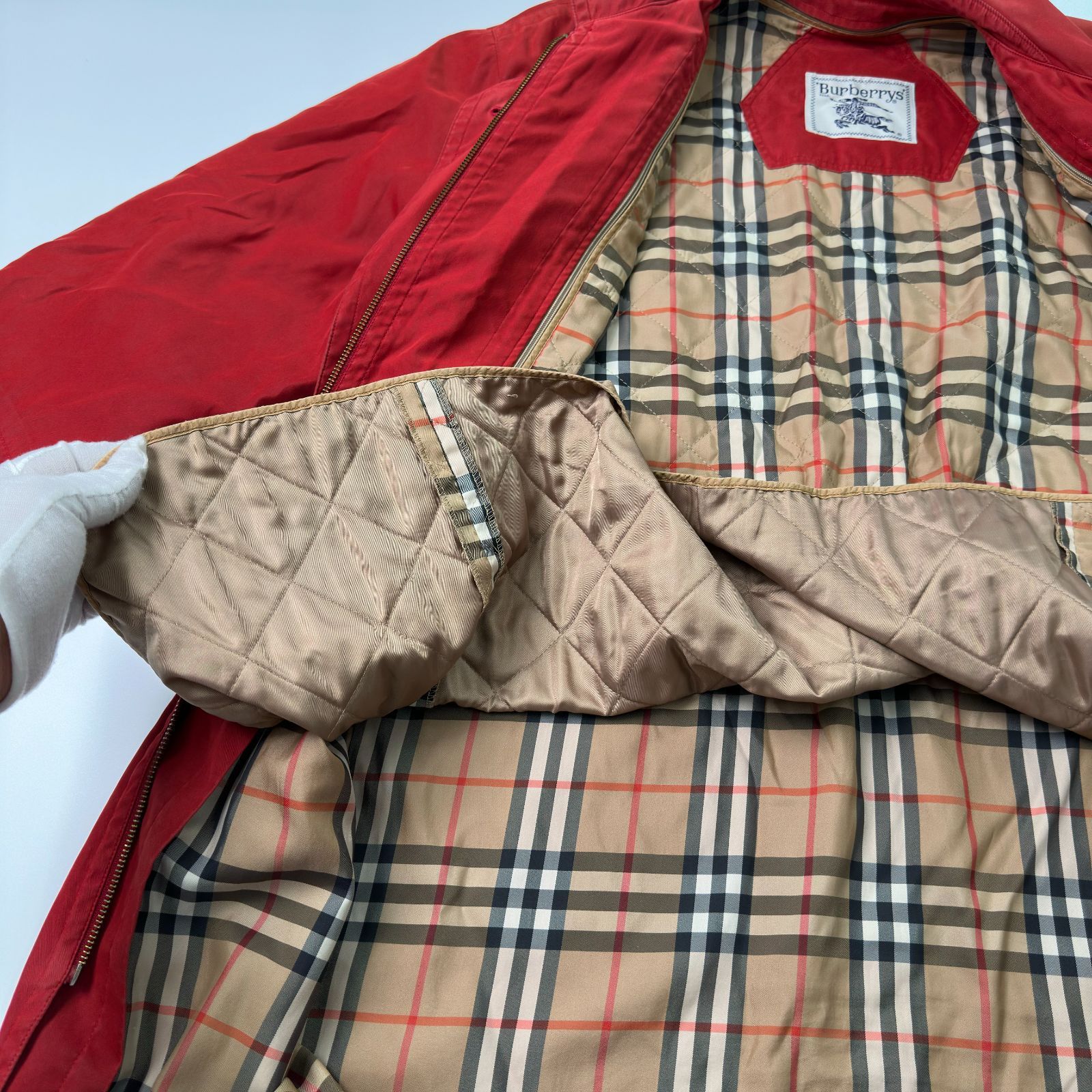 Burberrys バーバリー 赤 トレンチロングコート レディース 95 サイズ