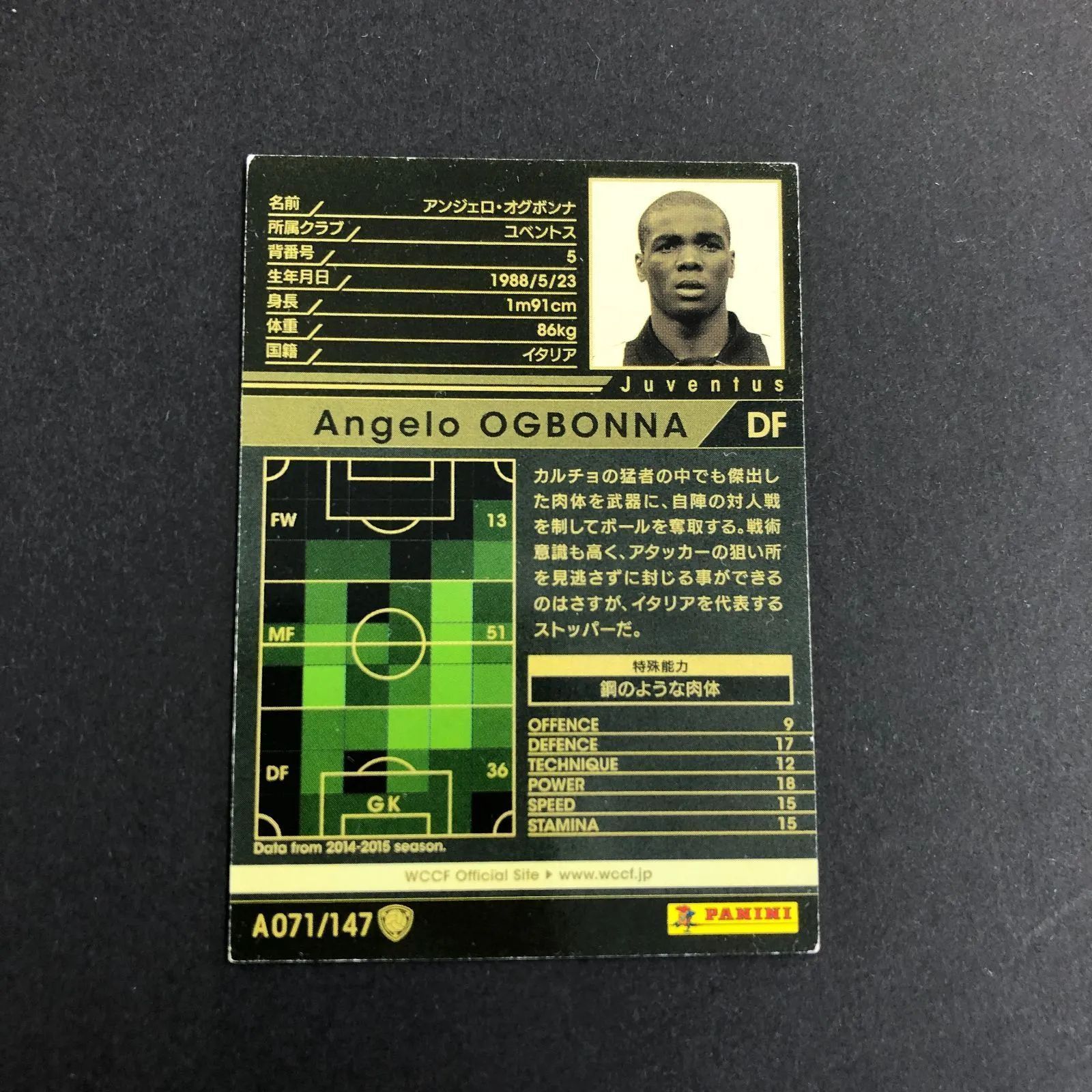 6134037 アンジェロ・オグボンナ WCCF トレカ サッカーカードゲーム