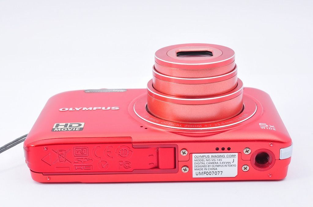 OLYMPUS VG-145 Red コンパクトデジタルカメラ 動作品 電池蓋難あり