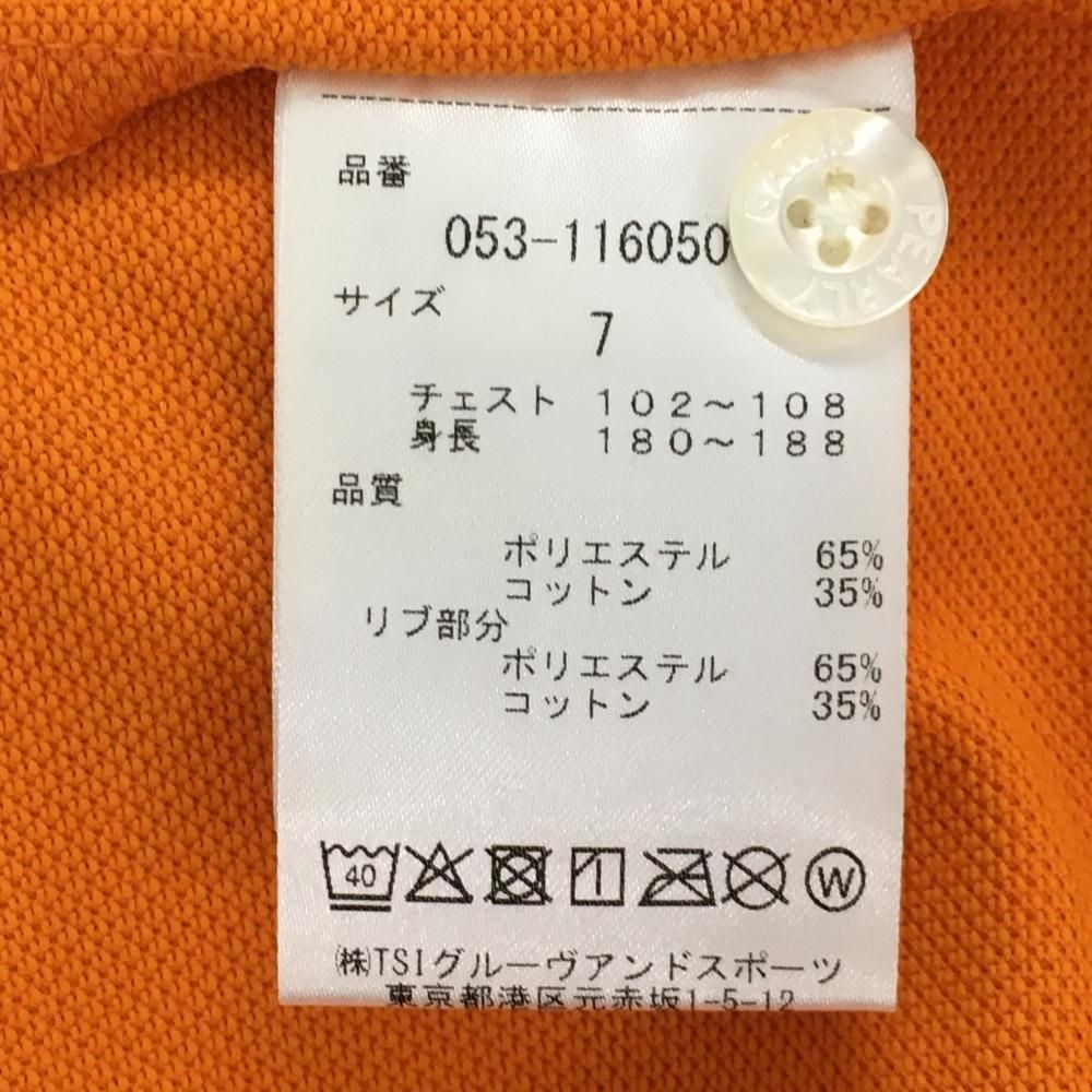 超美品】パーリーゲイツ 半袖ポロシャツ オレンジ×ネイビー 袖ロゴ