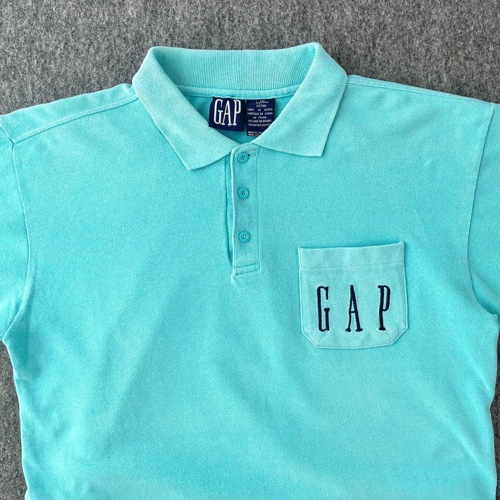 80s 90s old GAP デザインポロシャツ 刺繍ロゴ ワンポイント