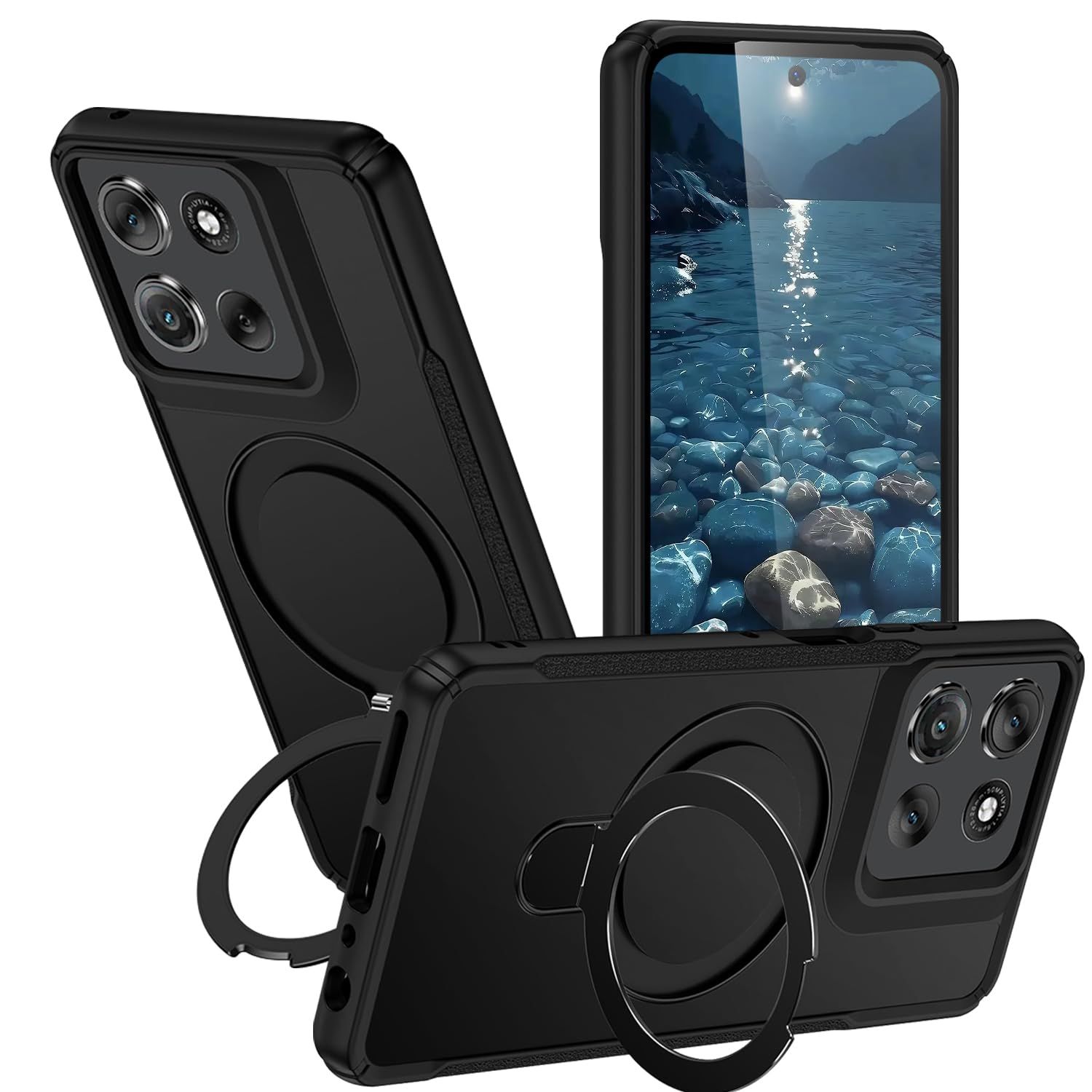 対応 moto g66j 5G ケース マグネット リング付き スタンド機能 耐衝撃