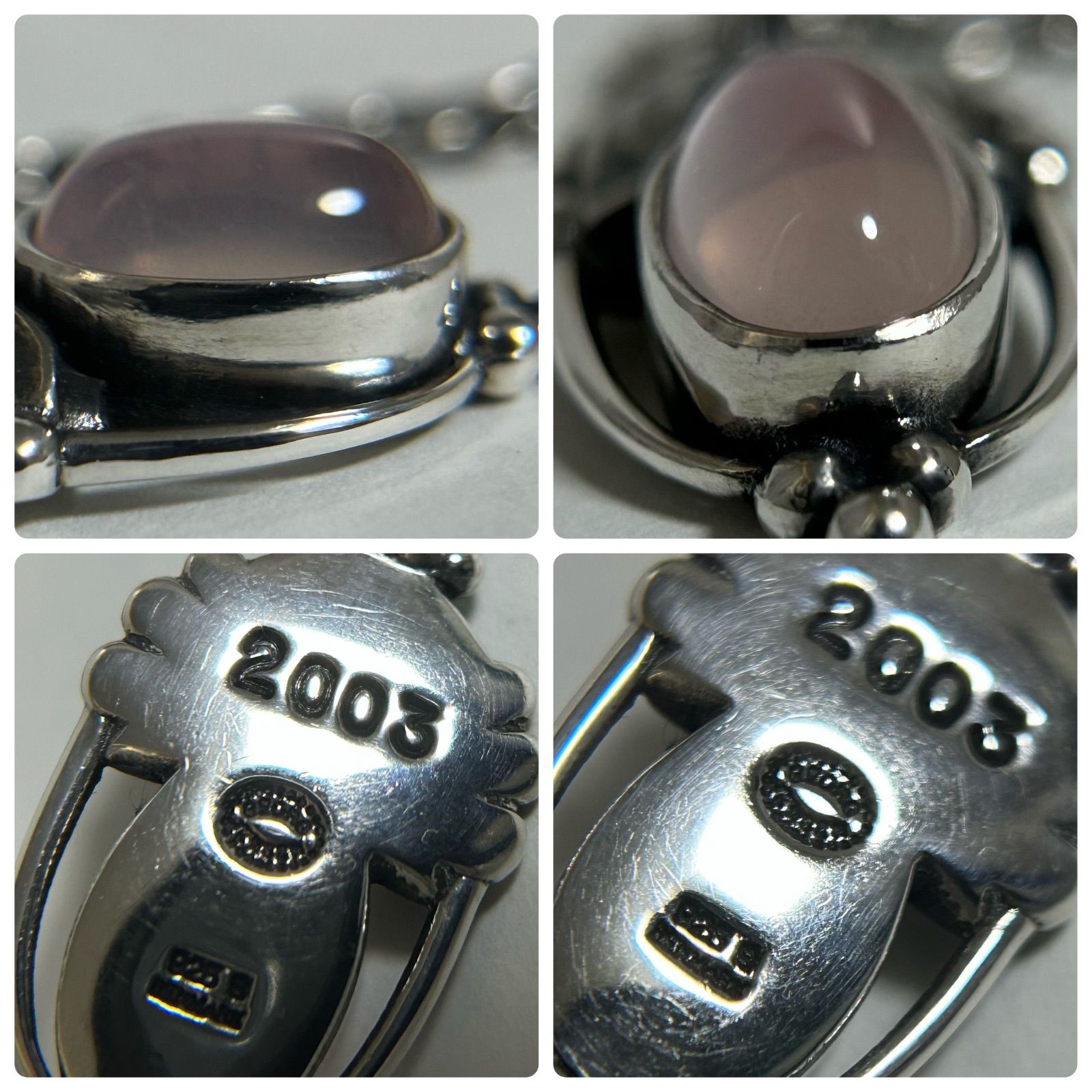   ROSE ジョージジェンセン スターリング925 銀製 ジョージジェンセン ネックレス ペンダント 2003 ローズクォーツ AG925