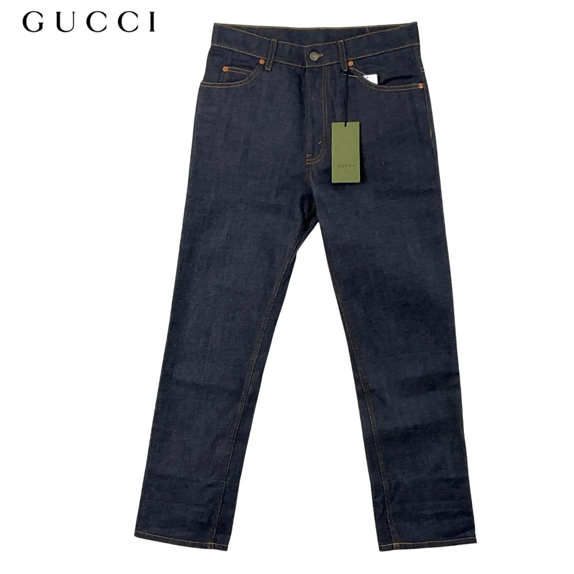 美品 GUCCI グッチ デニム パンツ ストレート 30 新品 GUCCI グッチ リジットストレートデニムパンツ インディゴ 30