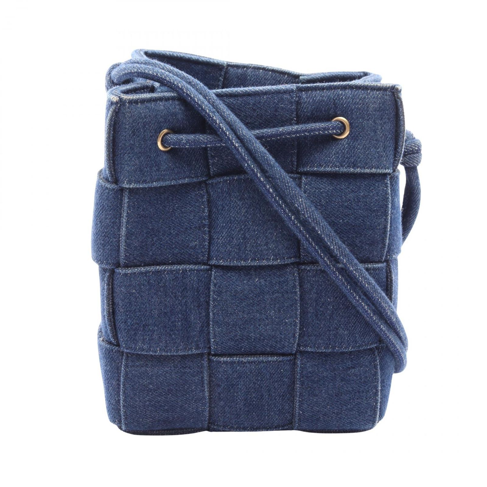 ボッテガヴェネタ BOTTEGA VENETA ショルダーバッグ スモール カセット バケットバッグ ネイビー デニム スモール カセット バケットバッグ レディース Used A