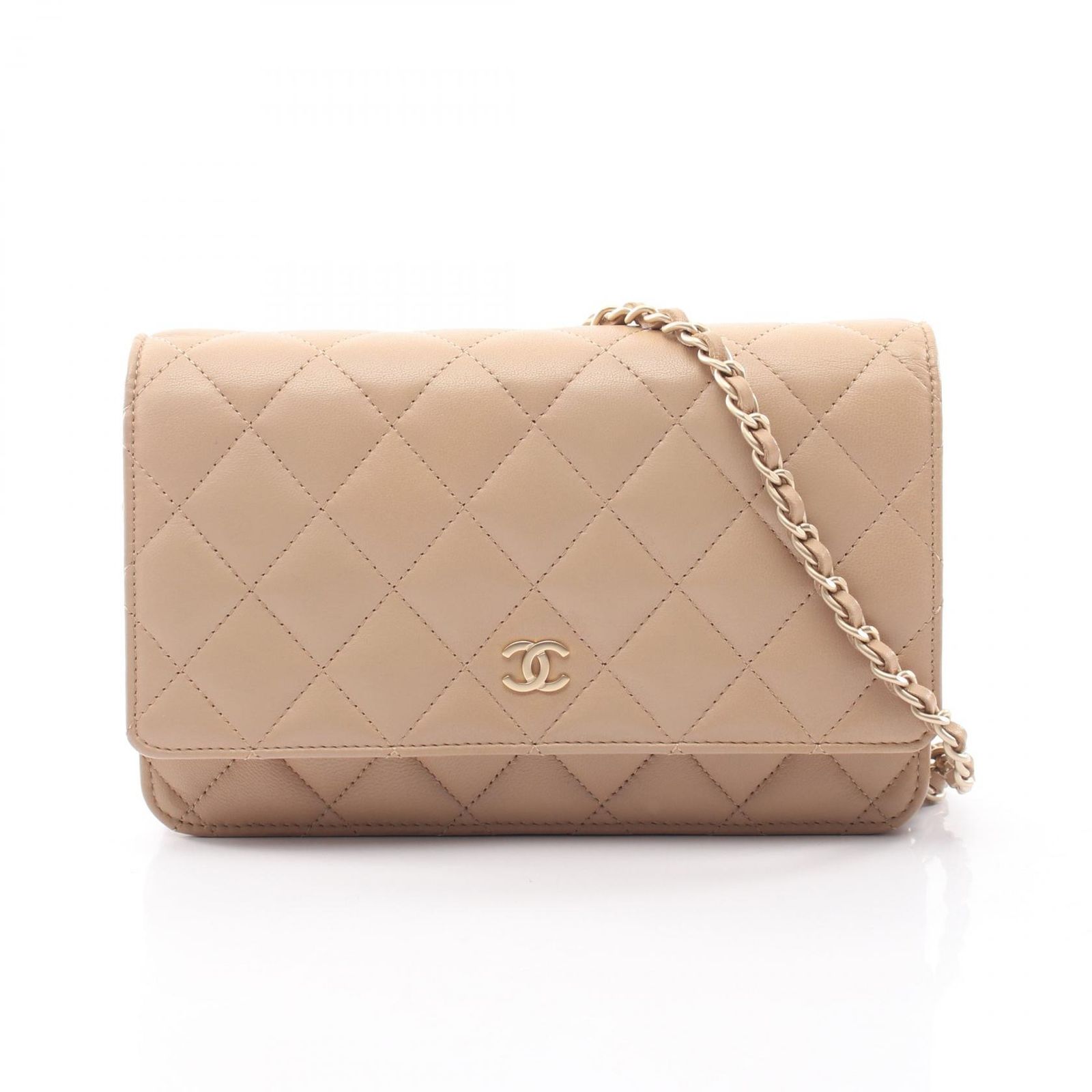 シャネル CHANEL ショルダーバッグ マトラッセ ベージュ ラムスキン