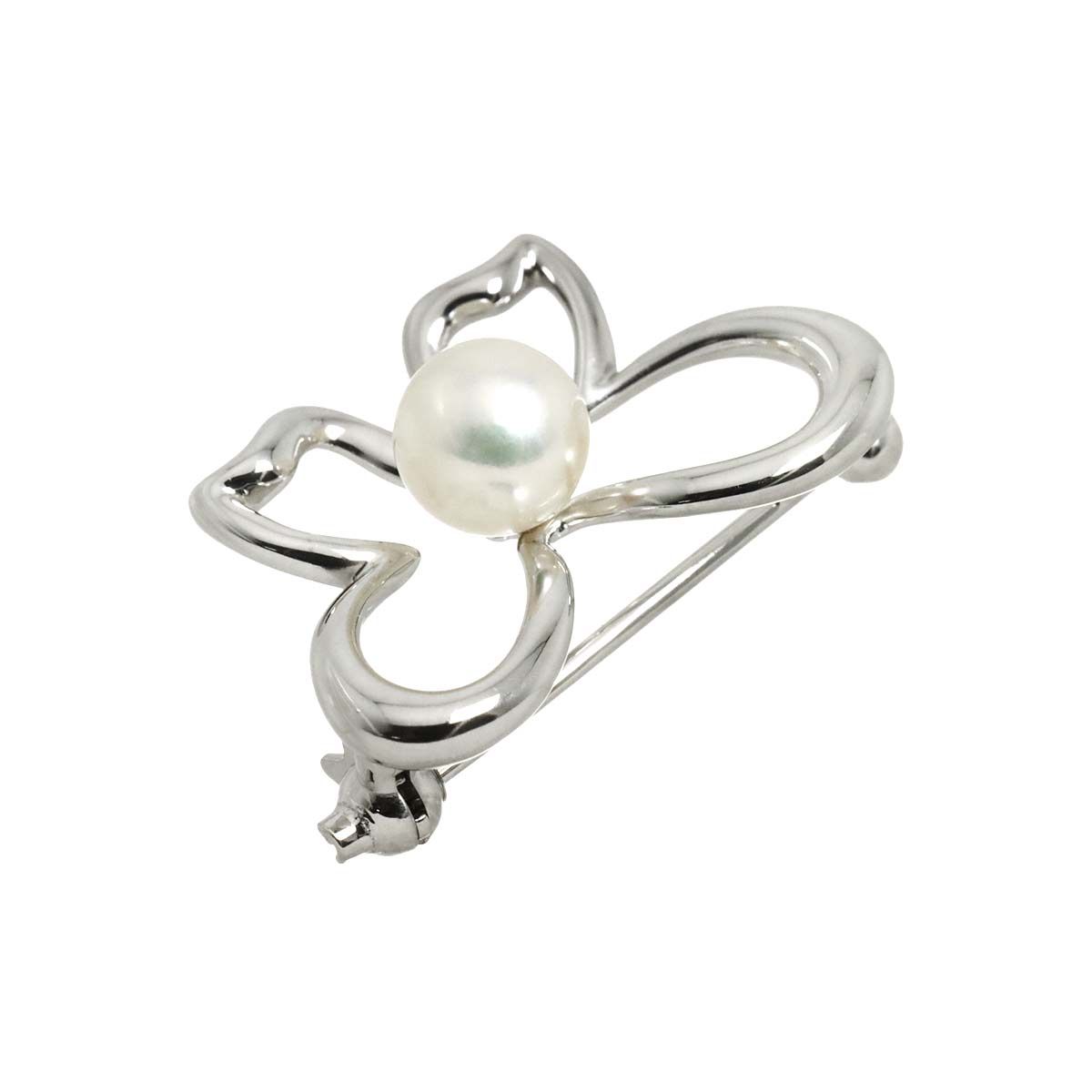 ミキモト MIKIMOTO アコヤ真珠 6.5mm ブローチ K18 WG ホワイト