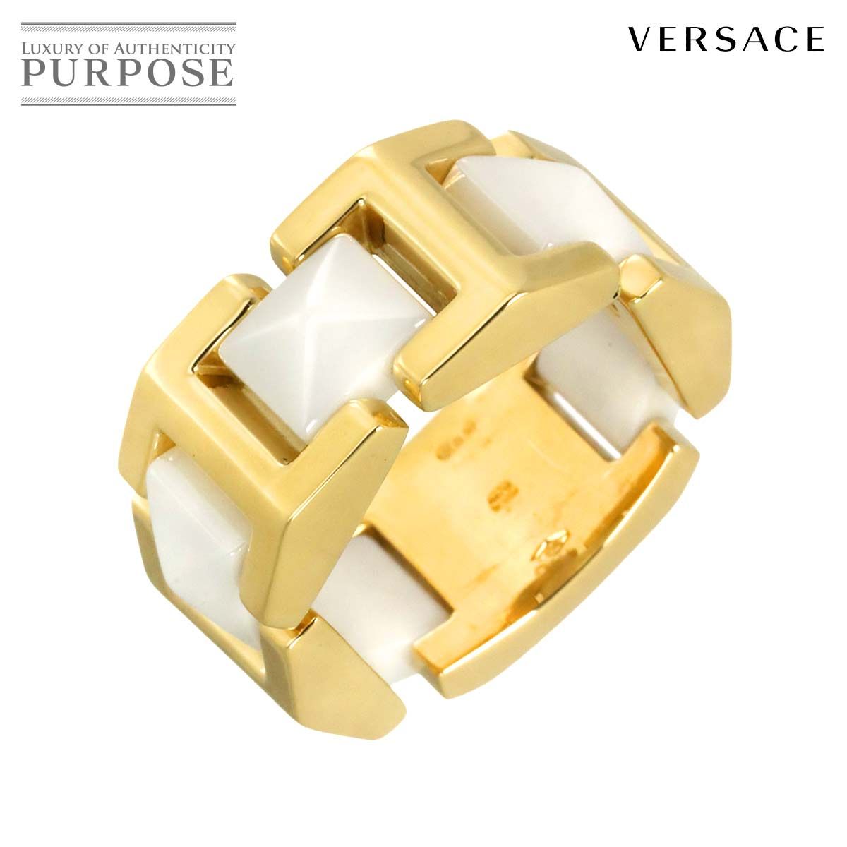 ヴェルサーチ Versace 13号 リング K18 YG ホワイト セラミック