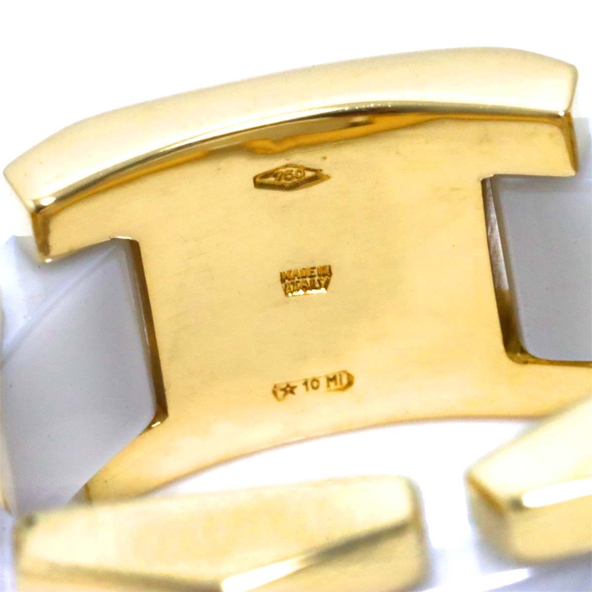 ヴェルサーチ Versace 13号 リング K18 YG ホワイト セラミック