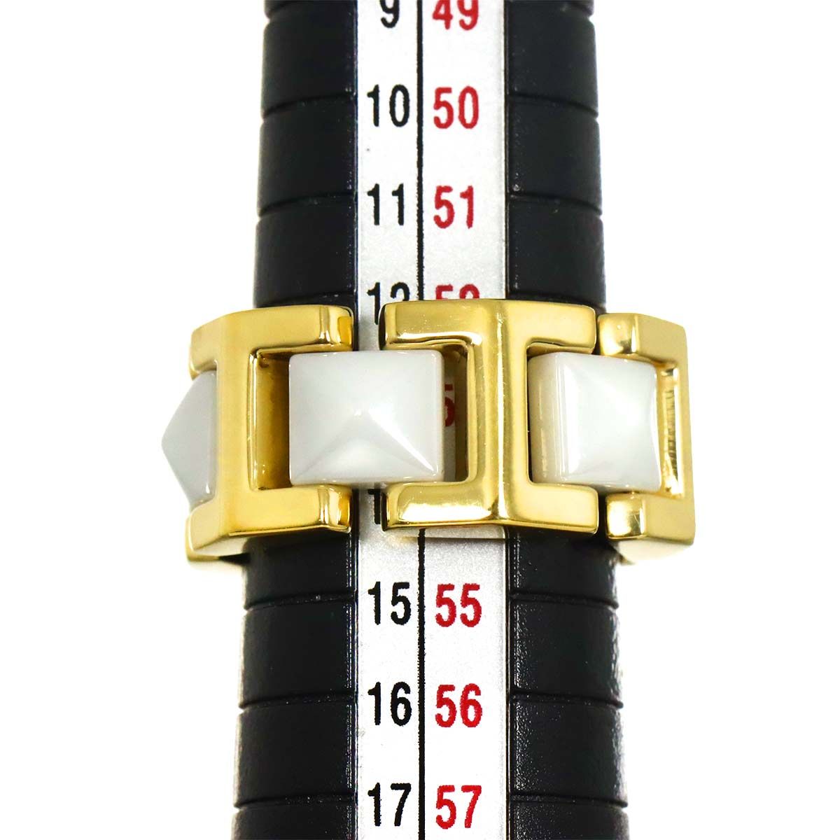 ヴェルサーチ Versace 13号 リング K18 YG ホワイト セラミック