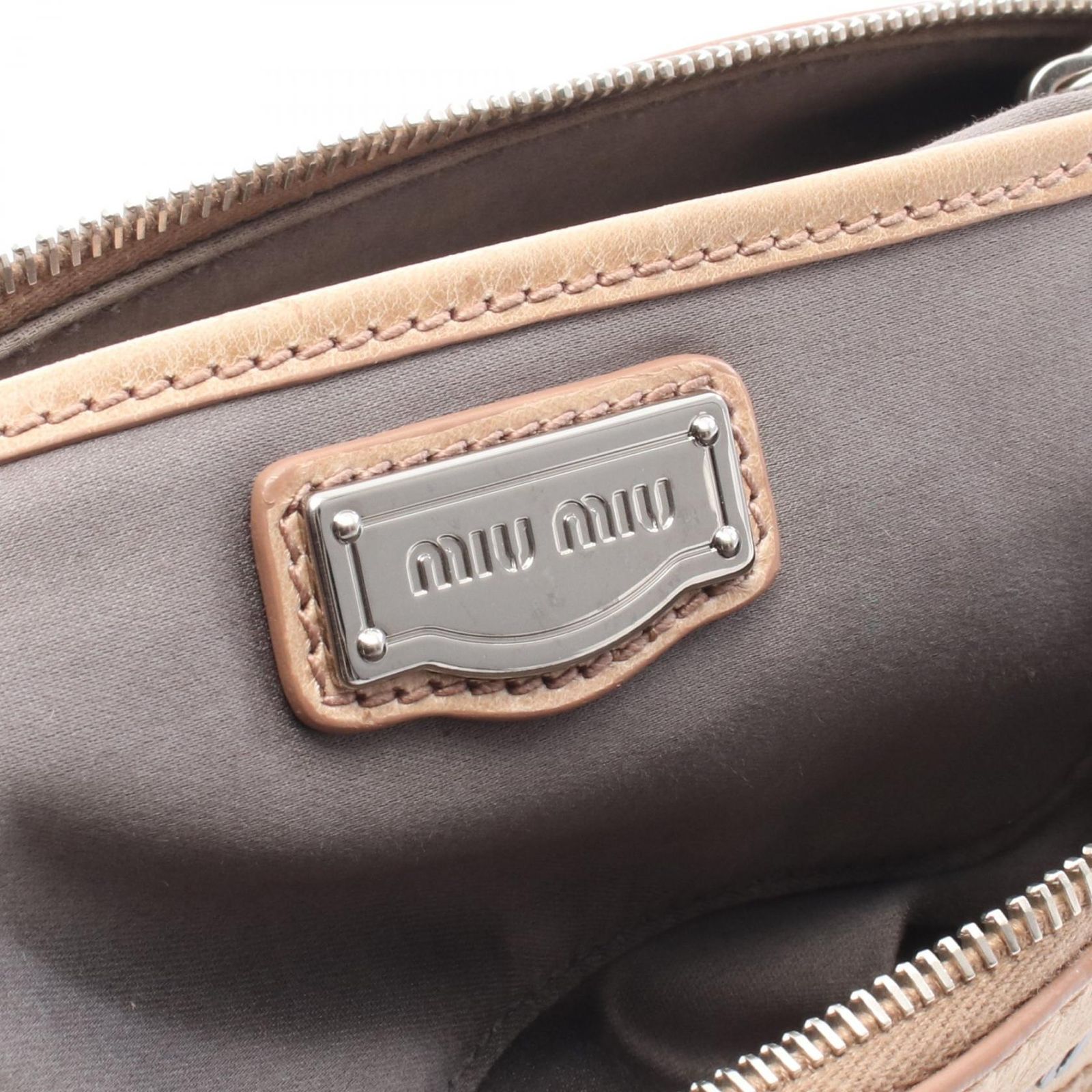 ミュウ ミュウ Miu Miu ハンドバッグ ハートチャーム 2WAY ベージュ