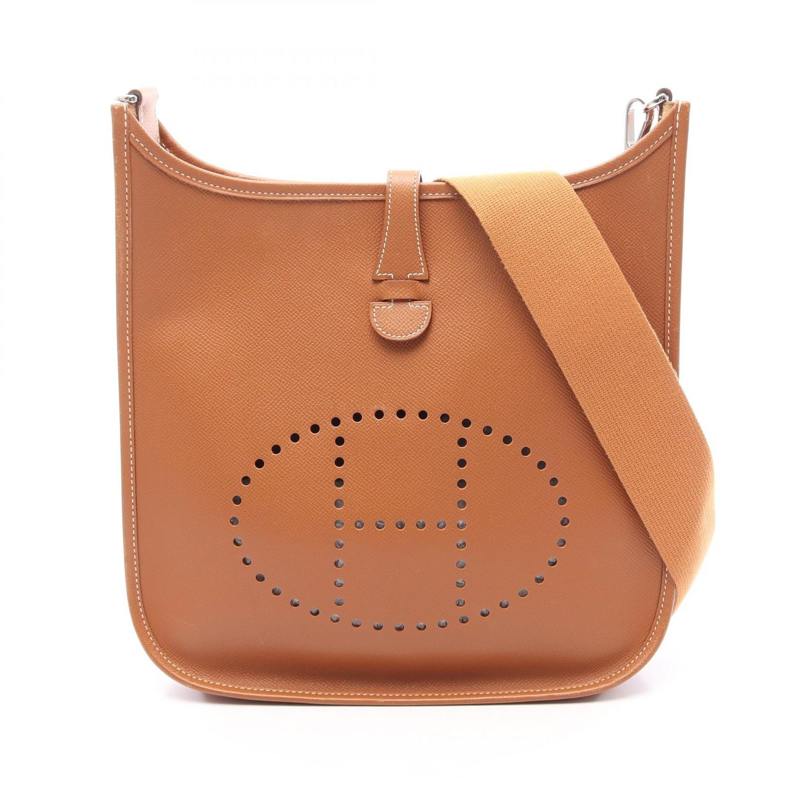エルメス HERMES ショルダーバッグ エヴリン 1 アン PM ゴールド レザー エヴリン1PM ゴールド レディース Used A