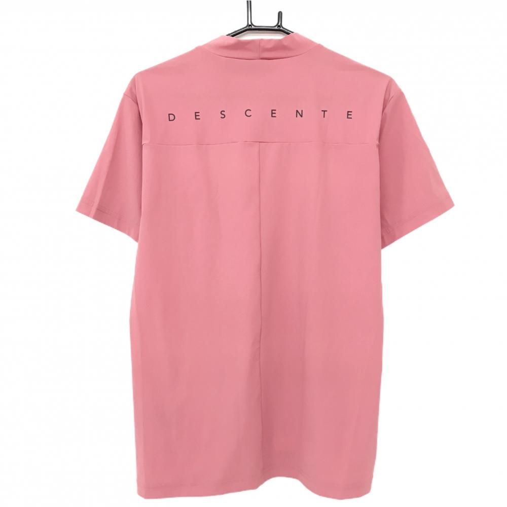 DESCENTE ゴルフ Cool 半袖シャツウェアー　S ピンク 美品】デサントゴルフ 半袖ハイネックシャツ ピンク ロゴ黒 ストレッチ