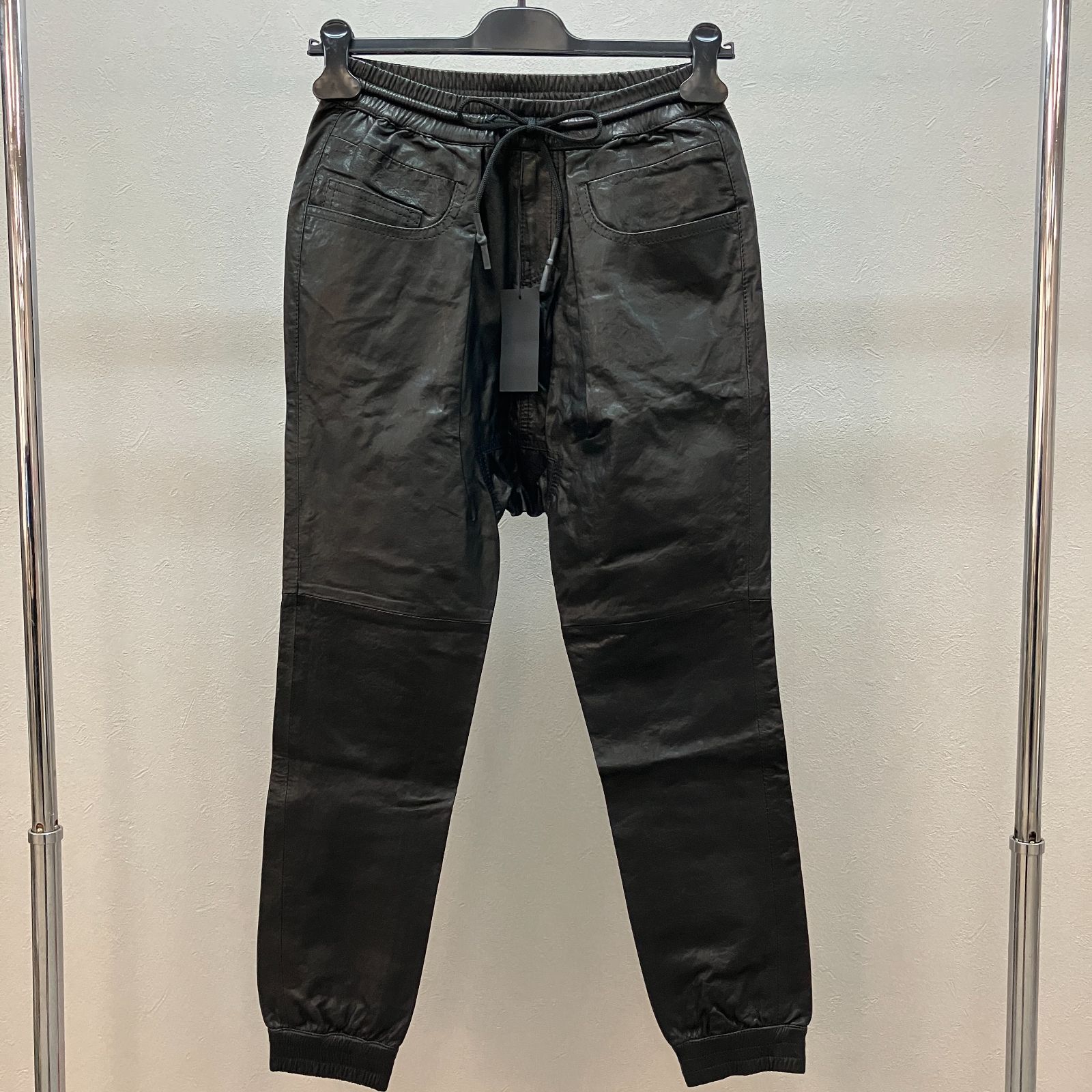 アールサーティーン R13 本革 レザー サルエル ジョガーパンツ サイズ XS ブラック 黒 ドロップクロッチ トラックパンツ R13WM0903-90