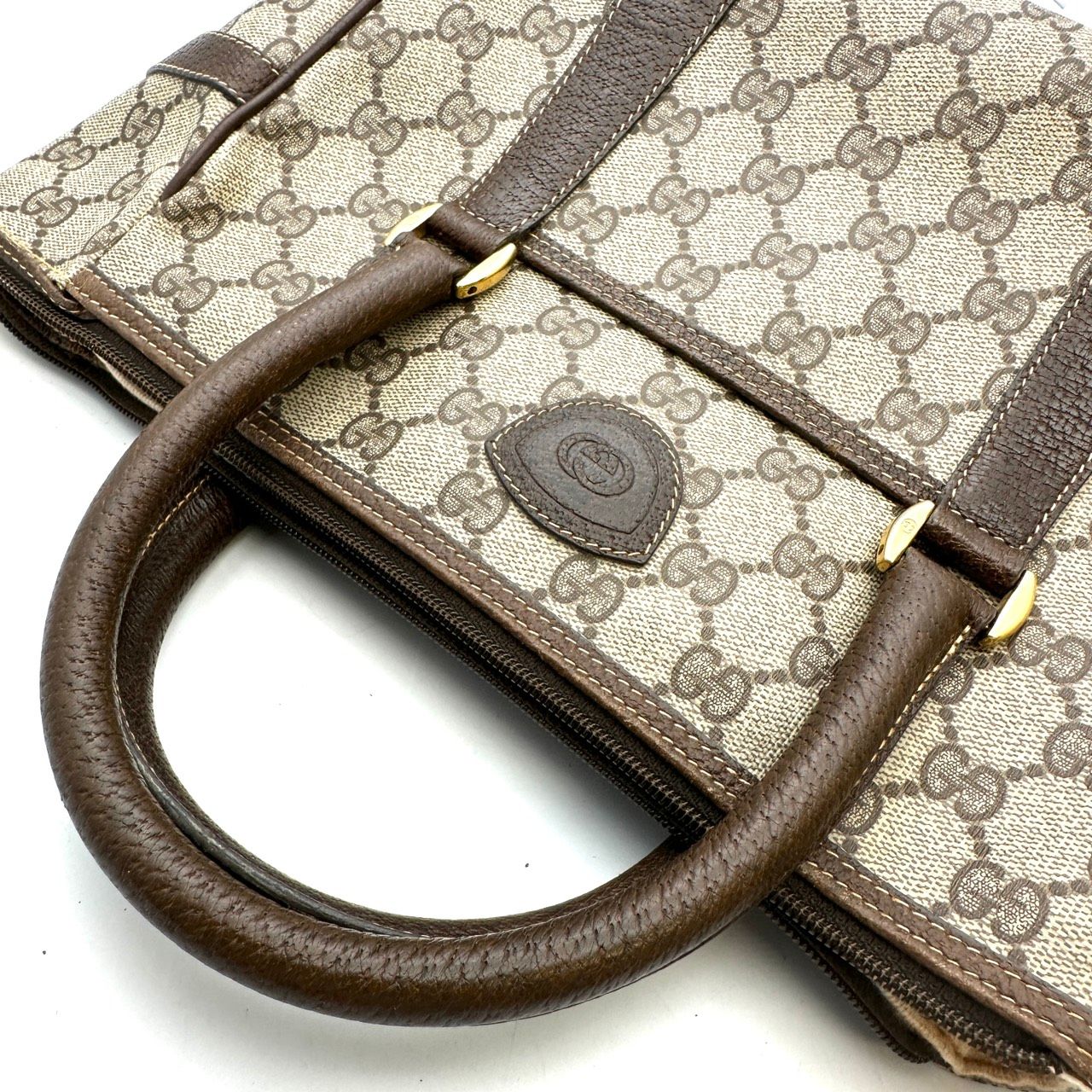 GUCCI グッチ ハンドバッグ GGスプリーム レザー ブラウン オールド