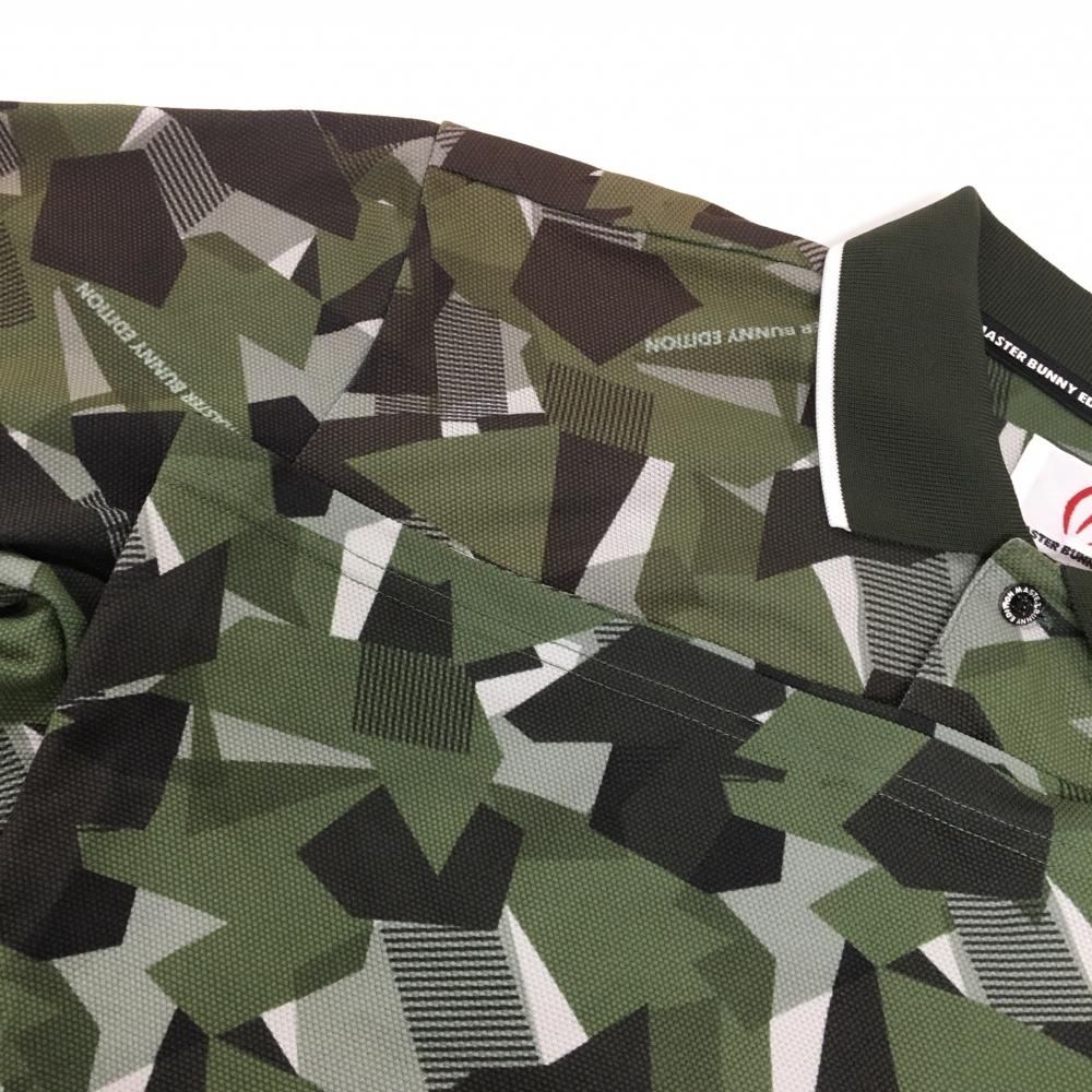マスターバニー 半袖ポロシャツ カーキ×黒 総柄 メンズ 4(M) ゴルフ
