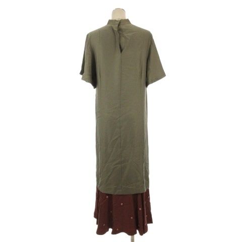 トーガ プルラ TOGA PULLA ワンピース ロング 裾装飾 半袖 36 カーキ