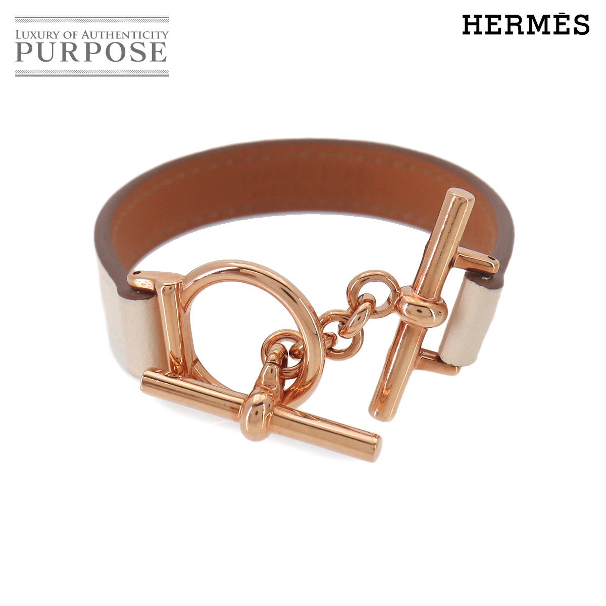 未使用 展示品 エルメス HERMES クロワジエール シンプルトゥール ブレスレット スイフト ナタ K刻印 T2 ローズゴールド 金具 90328441 44,200円