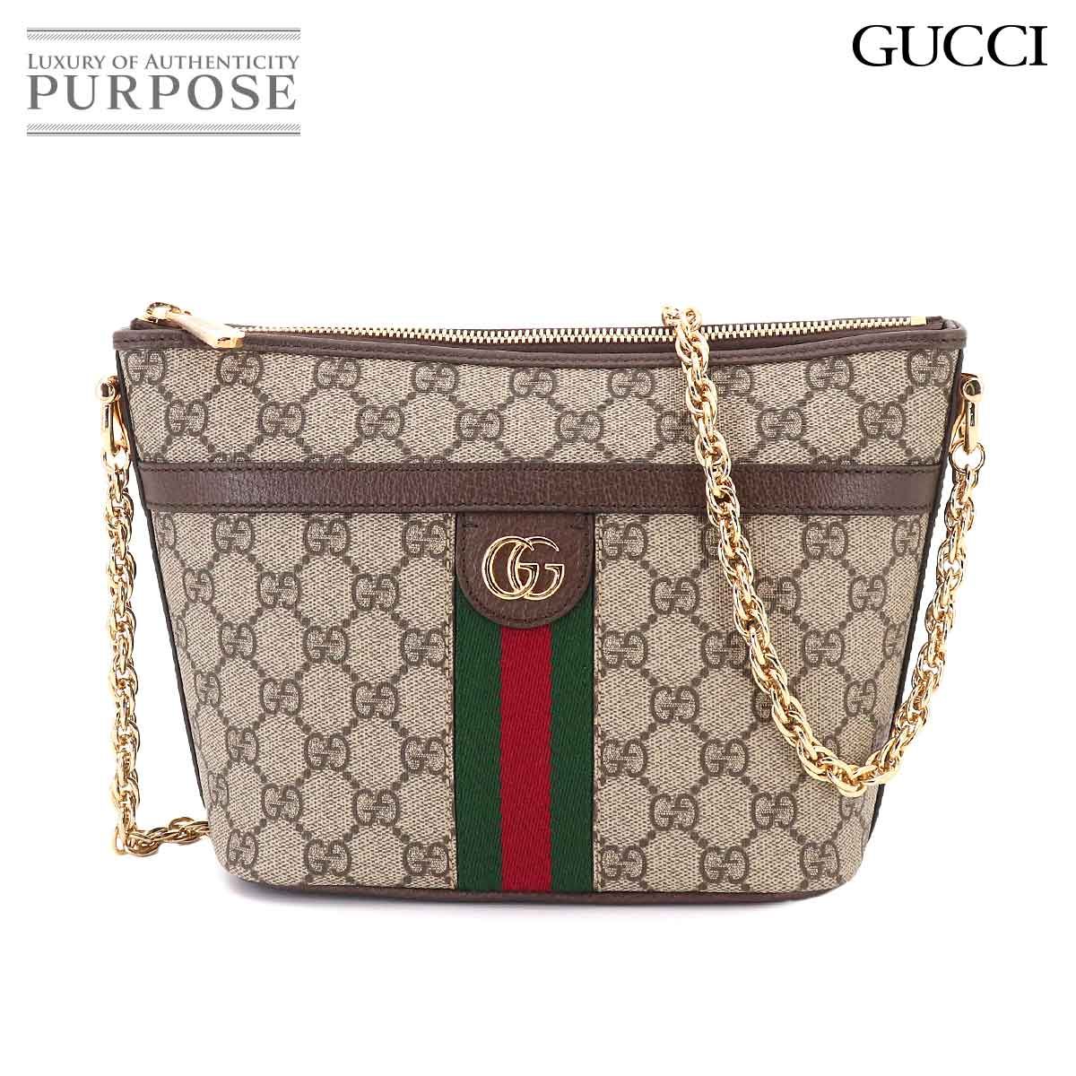未使用 展示品 グッチ GUCCI オフィディア チェーン ショルダー バッグ GGスプリームキャンバス レザー ベージュ ブラウン 781397 90329434