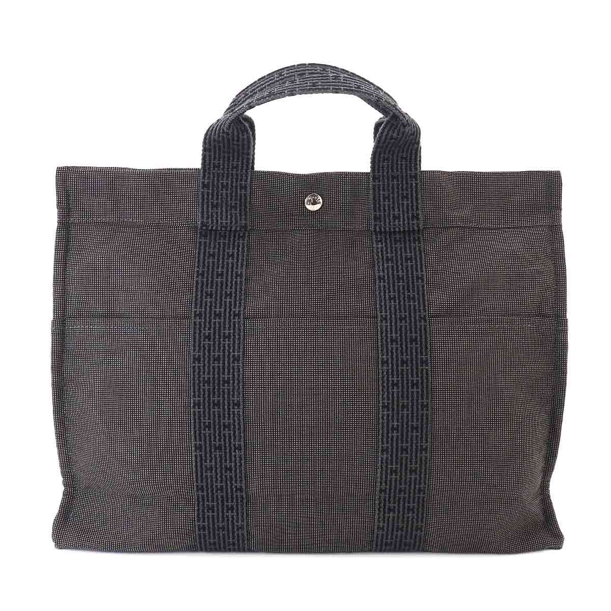 美品 エルメス HERMES エールライン MM トート バッグ キャンバス