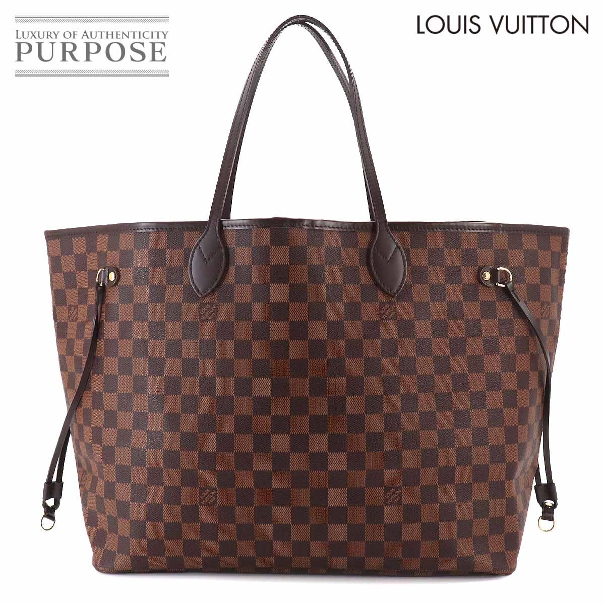 美品 ルイ ヴィトン LOUIS VUITTON ダミエ ネヴァーフル GM トート バッグ エベヌ スリーズ N51106 ゴールド 金具 90331346