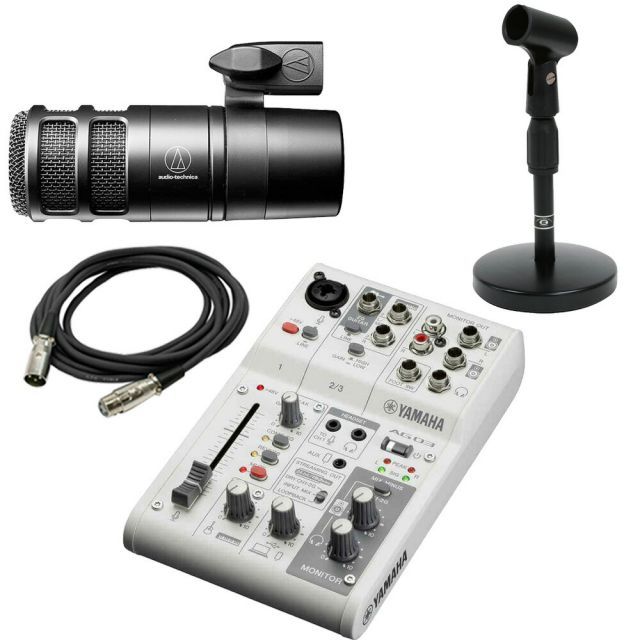 YAMAHA ミキサー AG03MK2 W(白) + マイクAT2040 + 卓上スタンドAD-11 + XLRケーブル(3m) 配信セット / 動画配信、ナレーション、ポッドキャスト